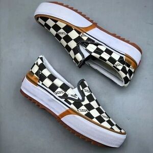VANS Era Stacked Checkerboard Slip On Canvas Shoes